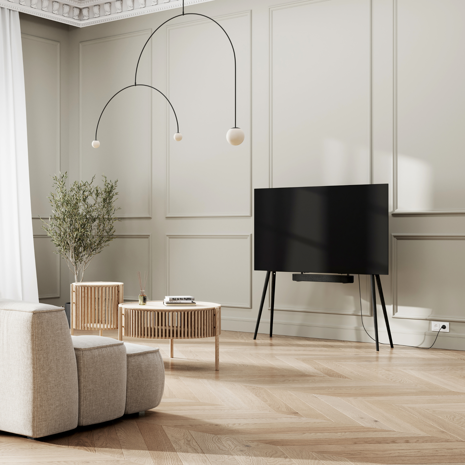 JALG TV-Stand Oak XL / YakiSugi 55" - 77"